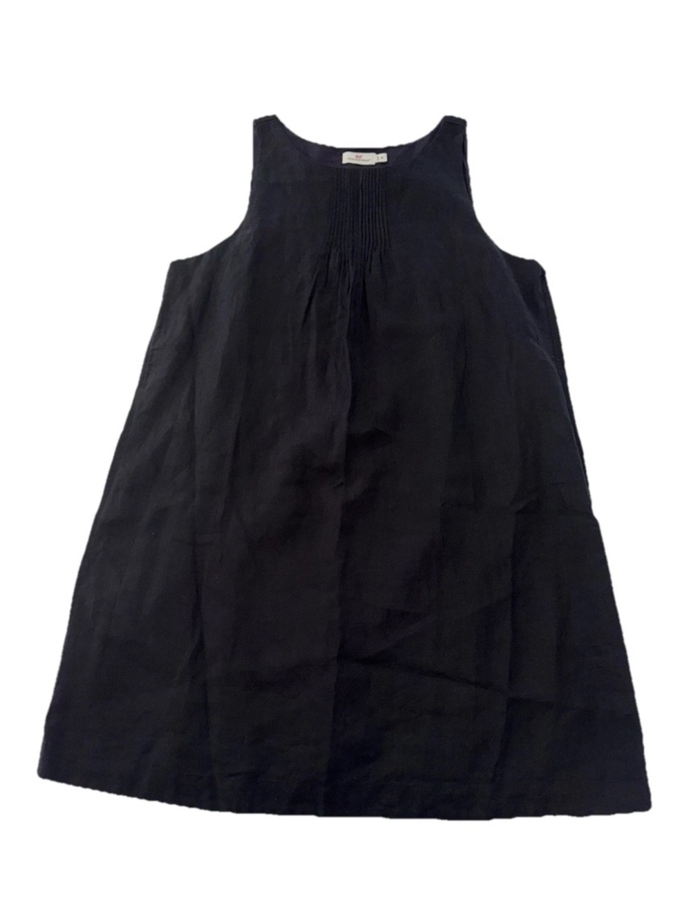Vineyard Vines 100% Linen Pintuck Cisco Swing Dress Black Size 16 pleated